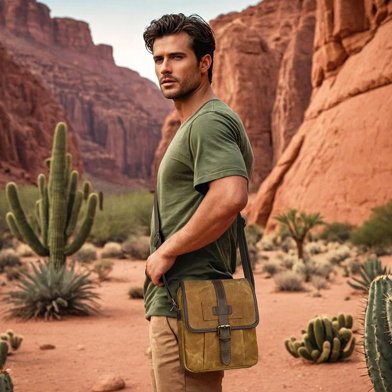 Canvas Men Shoulder Bag Outdoor Travel Business Trip Commuting Camping Crossbody Bags Vintage Weekend  Messenger Pack Handbag