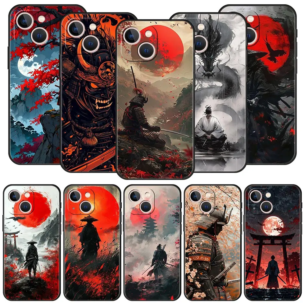 Роскошный японский чехол для телефона Bushido Samurai для iPhone 16, 13, 15, 14, 12, 11 Pro MAX XR X SE XS 7, 8 Plus, мягкий противоударный чехол из ТПУ
