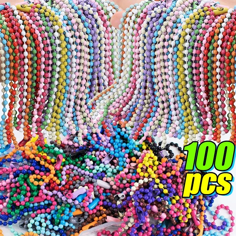 10/100pcs Ball Bead Chains Diy Keychain Dolls Label Hand Tag Connector Bracelet Jewelry Making Finding Accessorise Wholesale