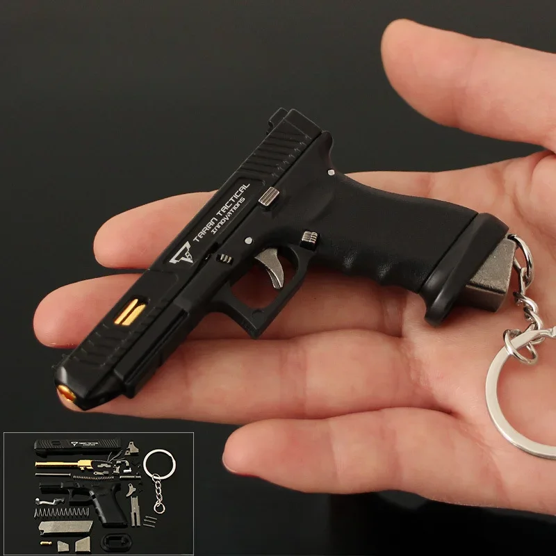 Pistol Shaped Keychain Charm Realistic Model Removable Magazine Miniature Tactical Pistol Model Gift  Key Chain Decor Home Decor