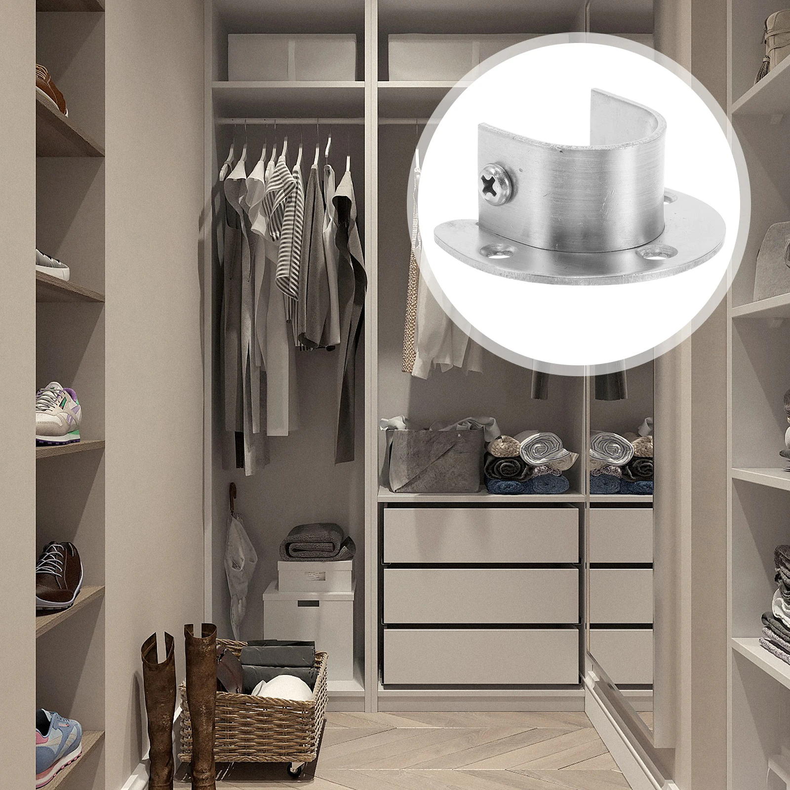 

Stainless Steel Flange Holder Durable Round Tube Space Saving Organizer Support Pole Retractable Floor Cabinet Adjustable Rod