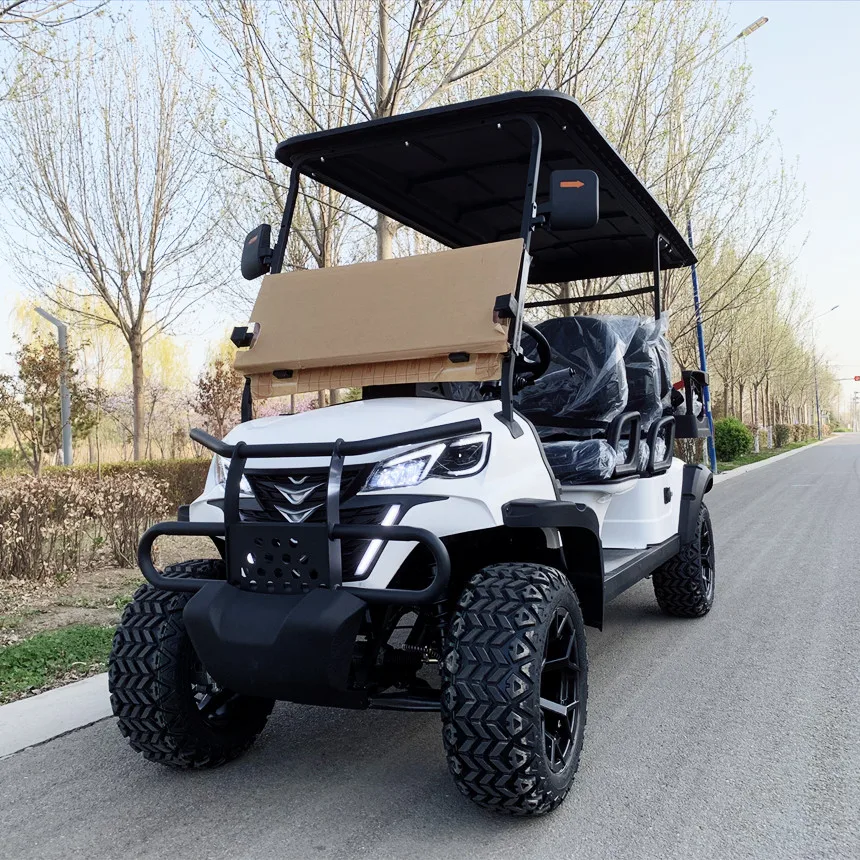 New LED Colorful Flashing Sound System Golf Cart Model E 6 Seat All-Terrain Wilderness Off-Road Vehicle Electric Golf Cart