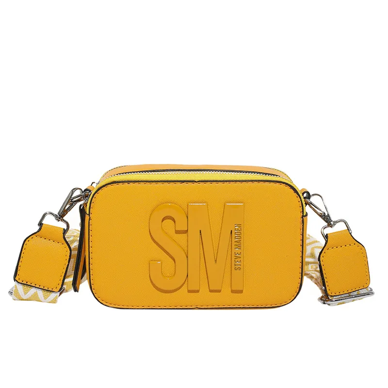 2025 الصيف واسعة حزام حقيبة مربعة إلكتروني طباعة الكتف محفظة للنساء الحد الأدنى Crossbody حمل شيك موضة حقيبة رافعة ​