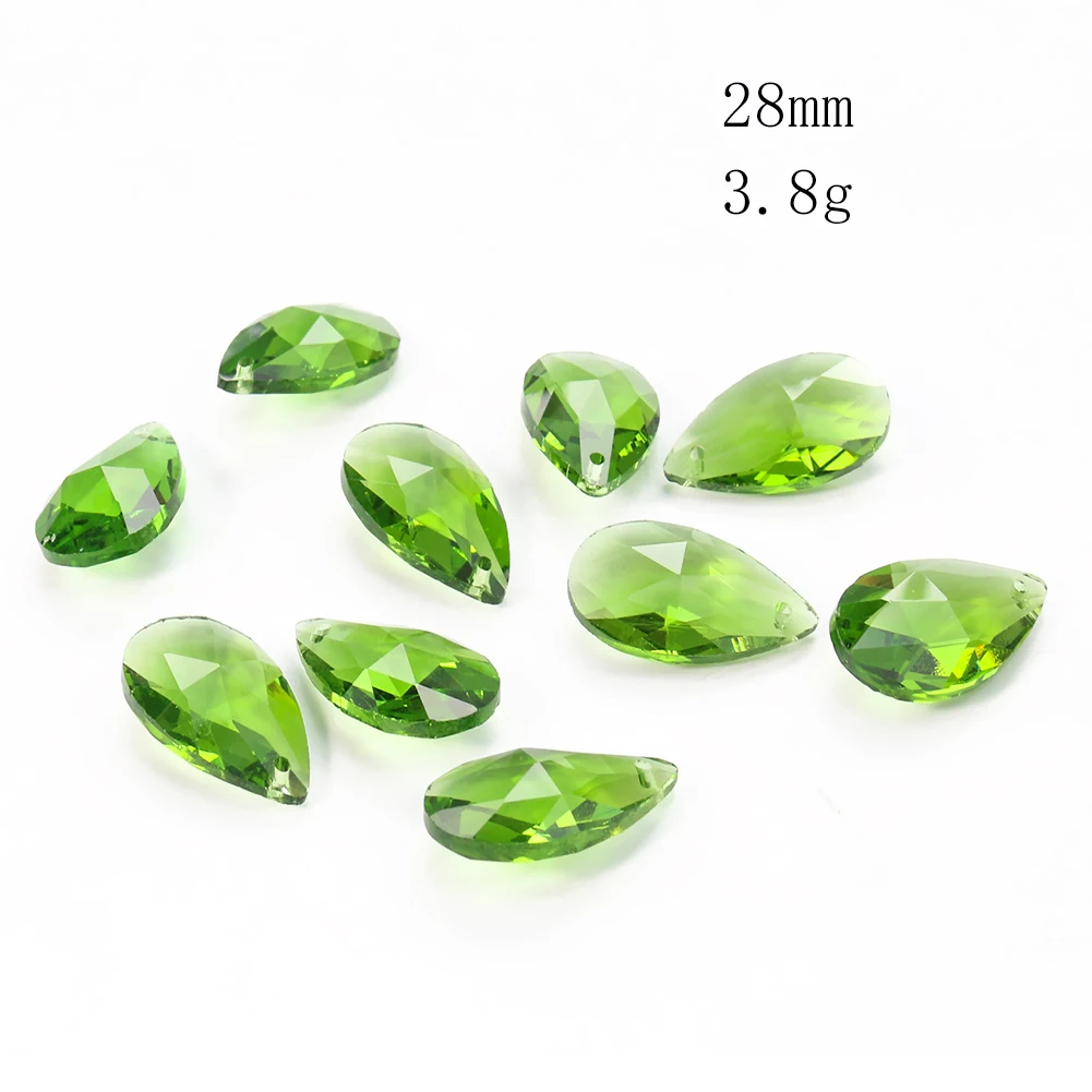 10PC 28MM prisma sfaccettato verde smeraldo lacrime di angelo cristallo ciondolo in vetro fascino ciondola gioielli Bead Streamer Sun Catcher