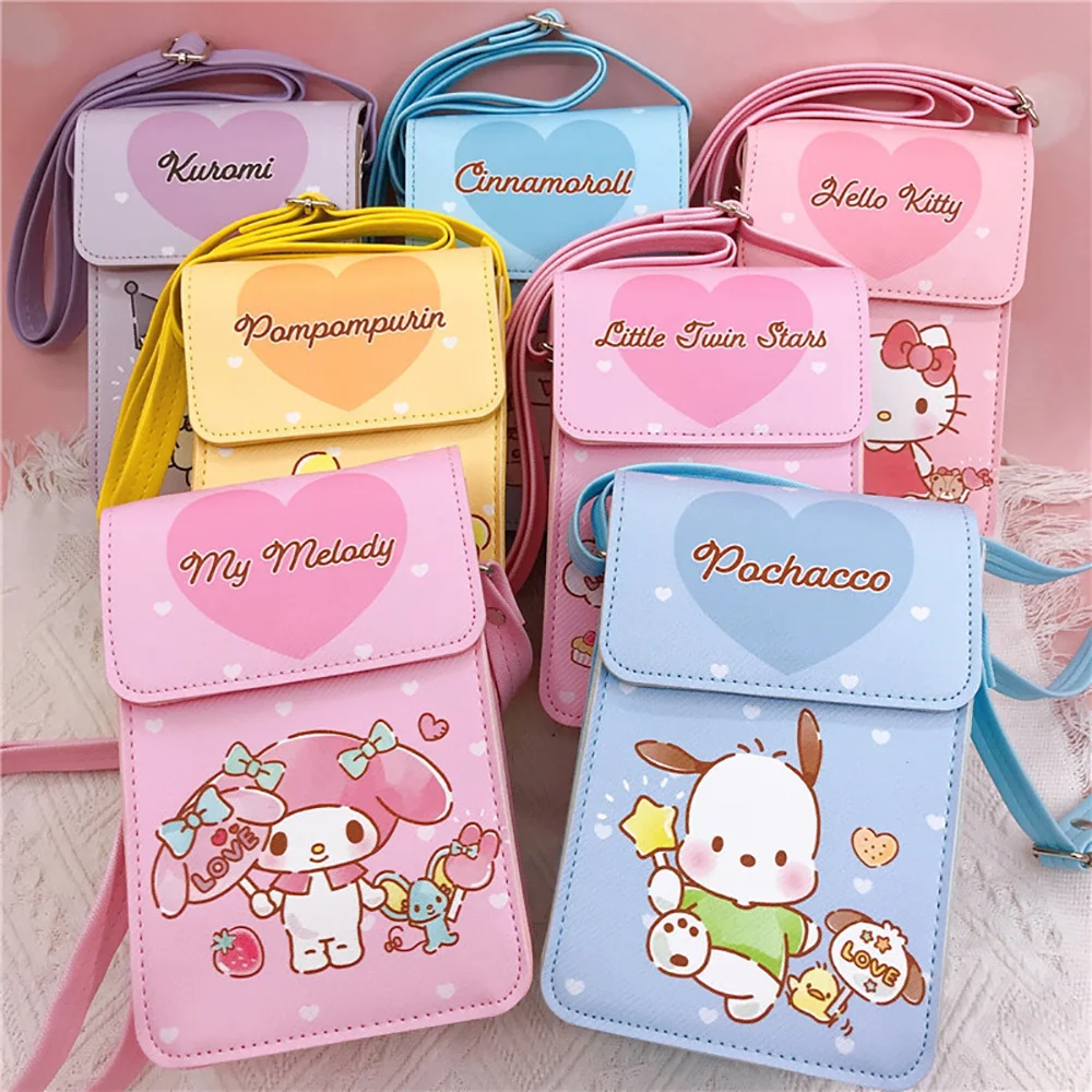 Sanrio Crossbody Bags Hellokitty Magnetic Buckle Shoulder Bag Mymelody Cinnamorol Cartoon Backpacks Anime Bagpacks Gift for Girl