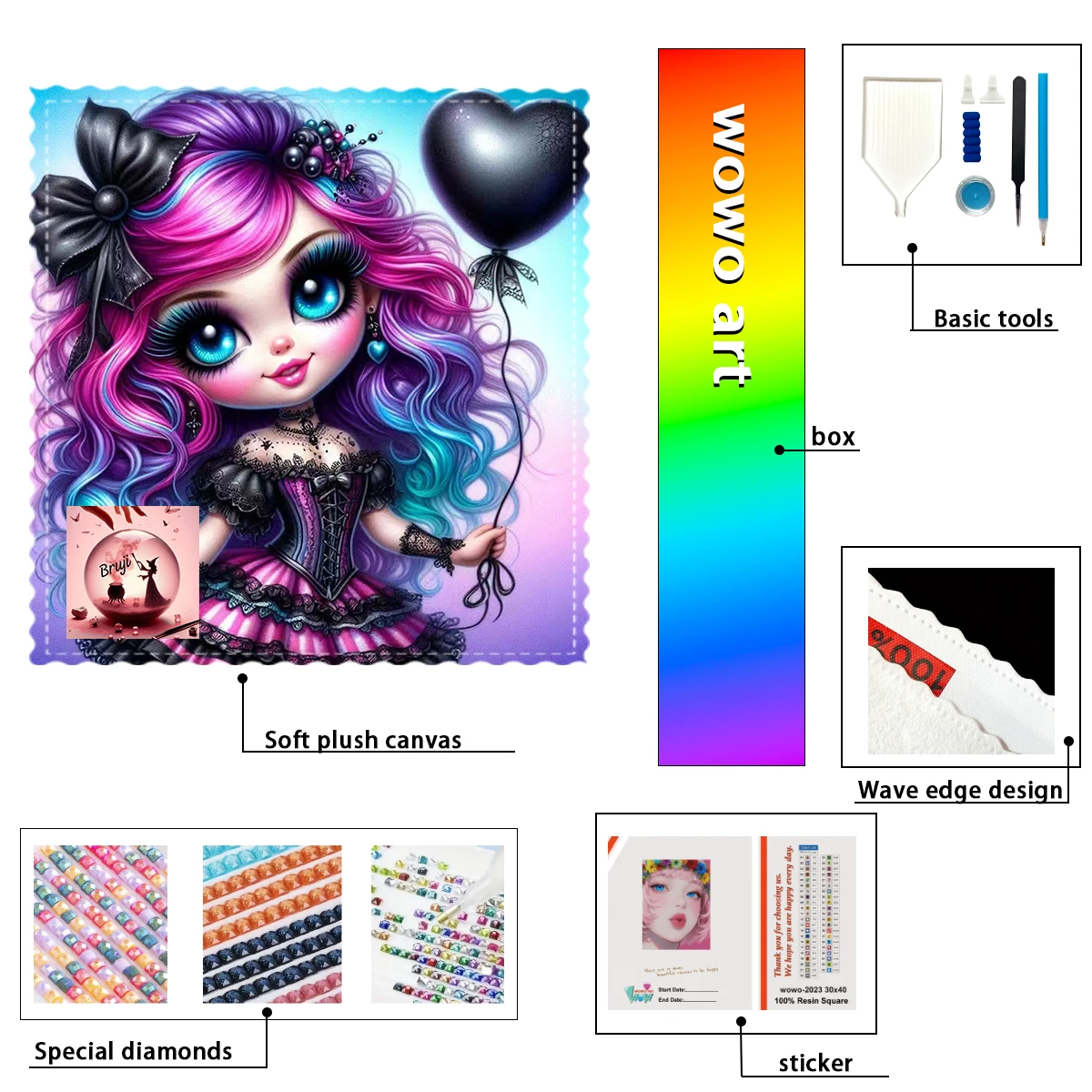 

【Bruji_ Diamond Art】Dark little girl Crystal AB Rhinestone FD Rhinestone Perfect Resin Diamond