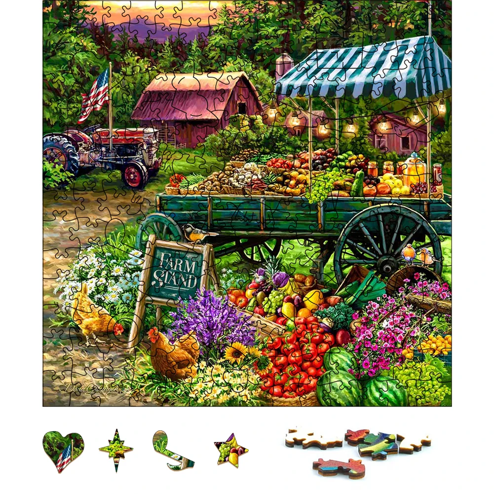 Wooden The Fruit Stand Jigsaw Puzzle For Festiva Gifts Wood Puzzles Board Game Wood Farm Puzzle Toys For Holiday