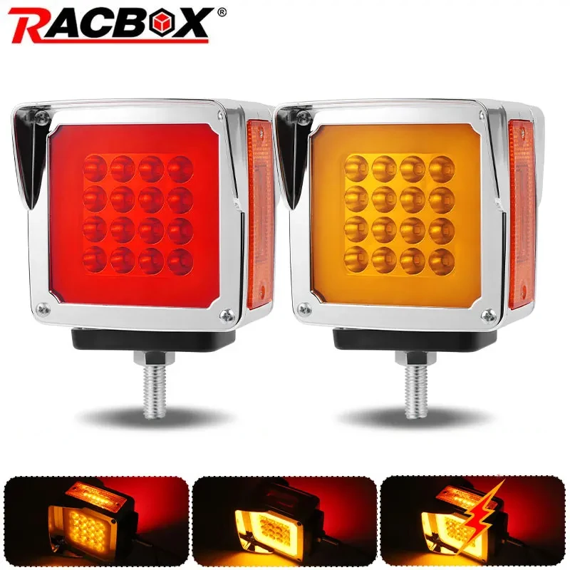 4.5 inch 16LED Double Face LED Turn Signal Light Fender Light Flash Strobe Lamp Side Rear Light For Truck Trailer Crane Bus RV