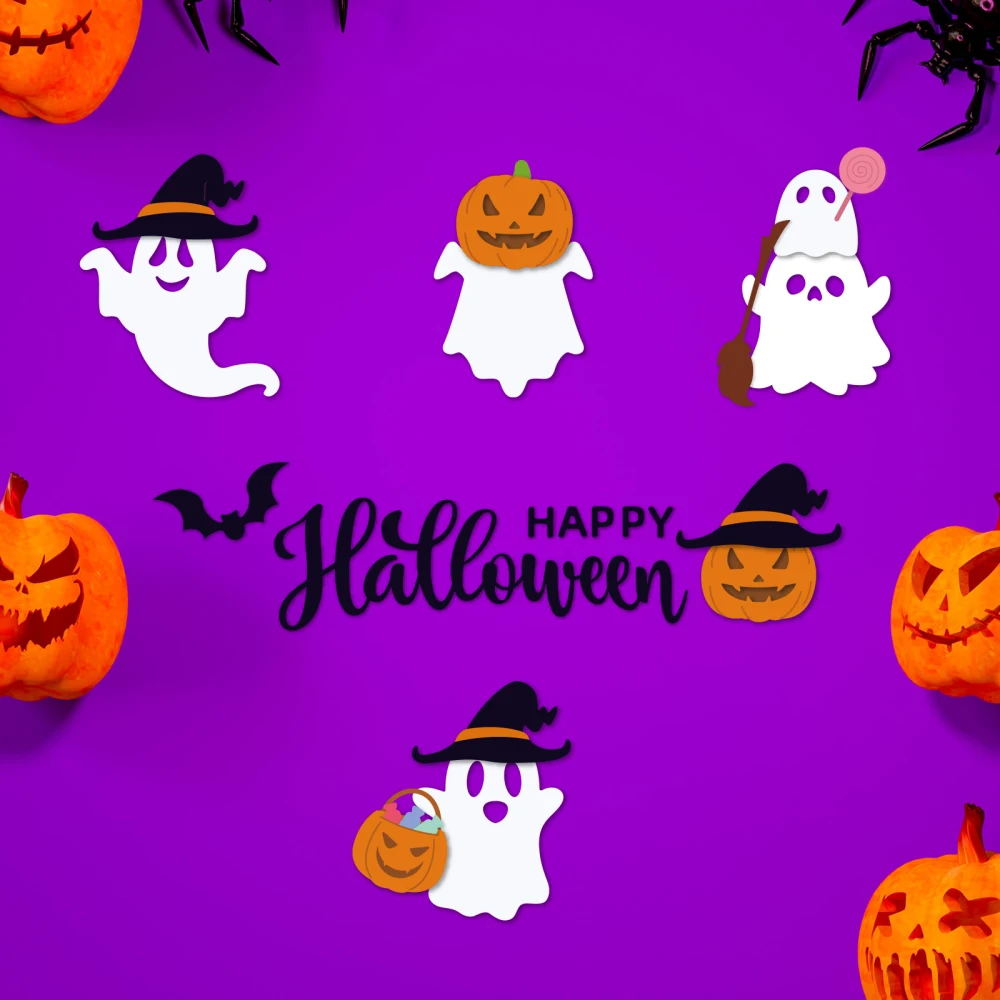 Wesołego Halloween szablony do cięcia metalu szablony duchy dynie kapelusze Scrapbooking wytnij szablony do wytłaczania dla DIY ozdoby do kartek