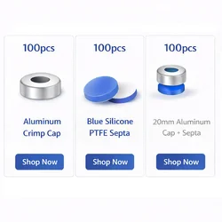 100PCS 20mm*3mm Aluminum Cap White PTFE / Blue Silicone Septa Crimp Top 10mm Center Hole For 20ml vial 100 Pieces 20*3mm Gasket