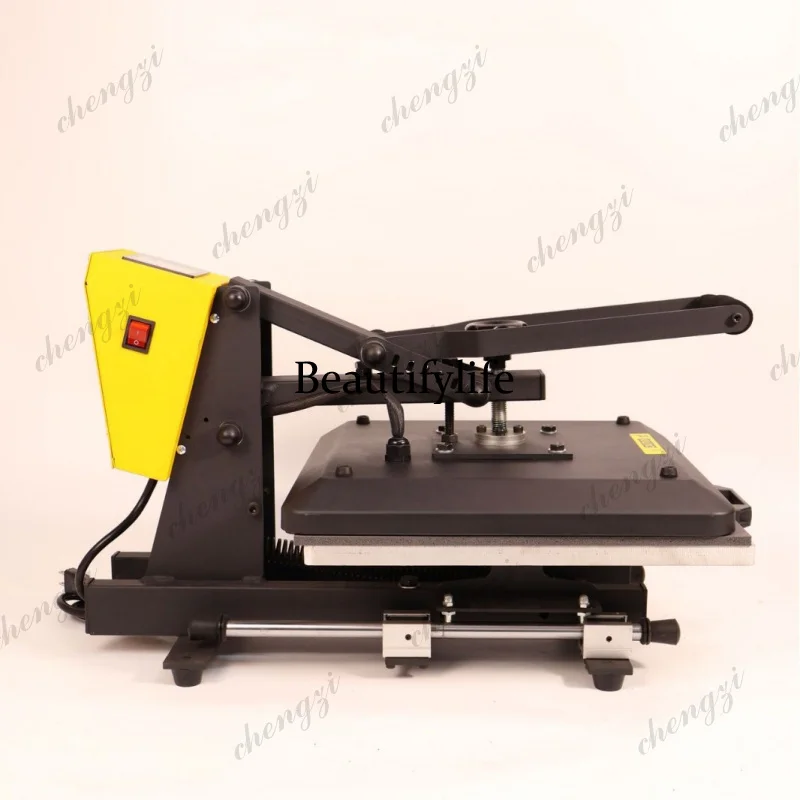 Yellow Drawer Type Flatbed Heat Press Machine Manual Heat Printer 38*38cm