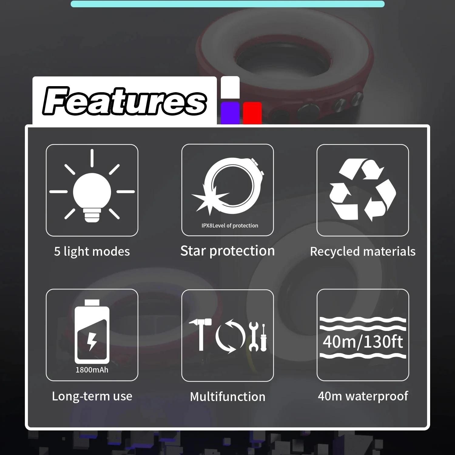 2025 Seafrogs SL-108 กันน้ํา 40 เมตร Macro Ring Flash Light 1200 Lumen ดําน้ําเติมแสงสําหรับ 67 มม.กล้อง