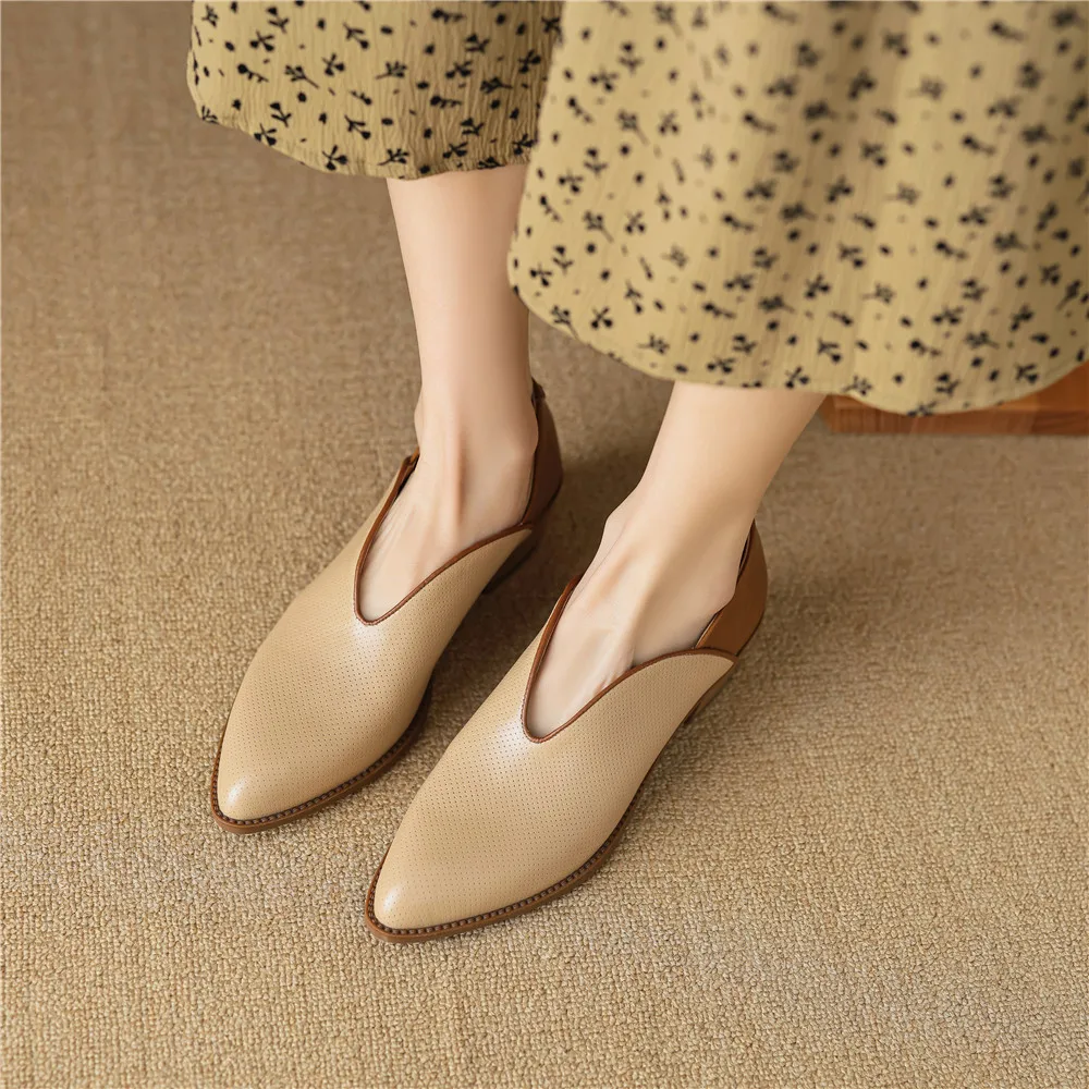 FEDONAS Basic Women Pumps Spring Summer Genuine Leather Pointed Toe Thick Heels Shoes Woman Mixed Colors Office Lady Pumps 2024