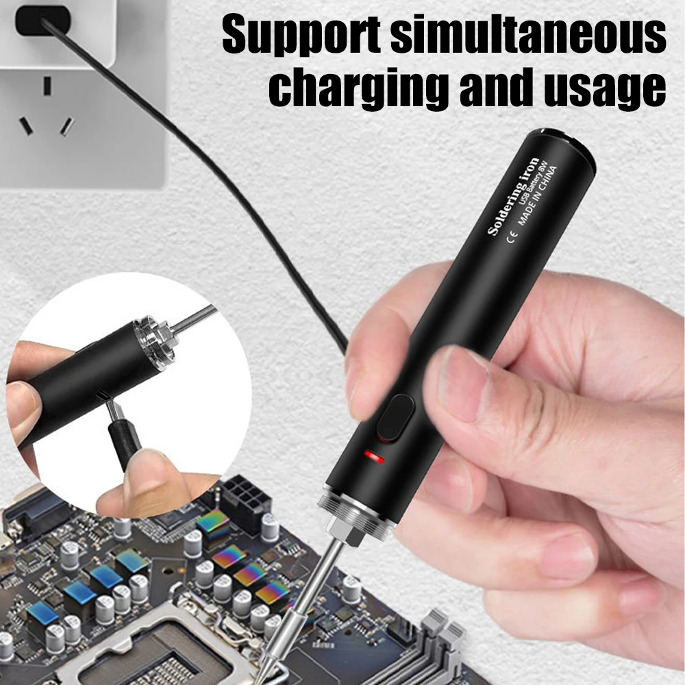 Wireless charging USB  5V Soldering iron 18350 lithium battery Diy Manual Radio Soldering Iron Set Adjustable Temperature Tool