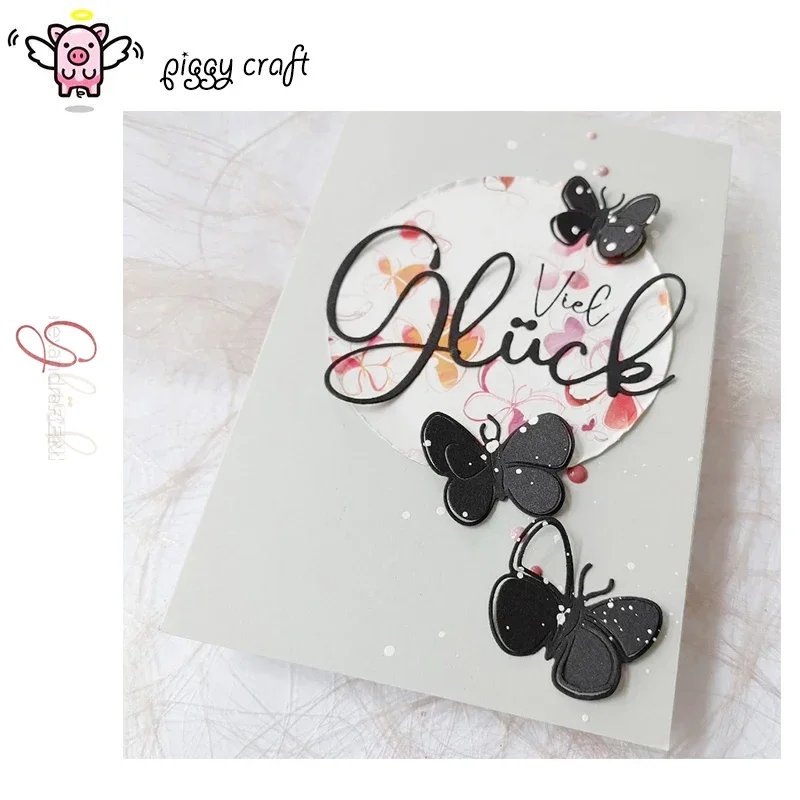 Piggy Craft troqueles de corte de metal, molde de corte, troquel de letras Gluck, molde de cuchilla para manualidades de papel de scrapbooking, punzón, plantillas, troqueles