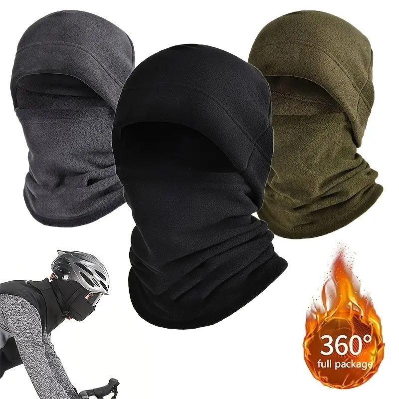 

﻿Winter Cycling Balaclava Mask Set Windproof Warm Polar Fleece Face Mask Neck Tube Thermal Motocycle Ski Beanies Neck Cover
