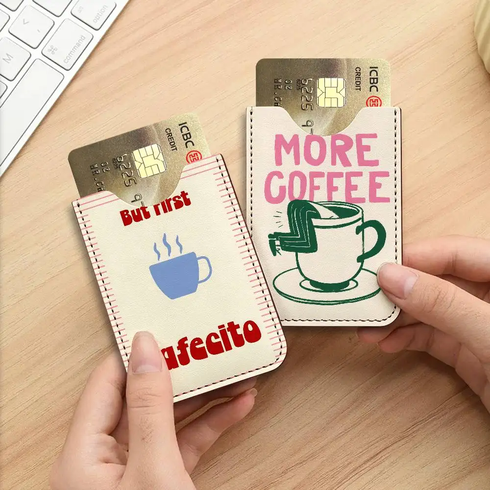 But First Cafecito Men's Genuine Leather Mini Card Wallet, Ultra Thin Credit Portable Business Card & Transit Bus Card
