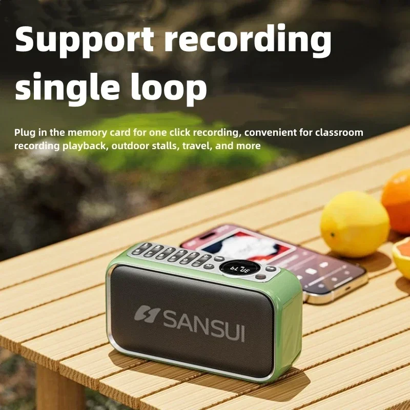 SANSUI F35 Caixa De Som Bluetooth Portable Stereo Bass Speaker Vintage Bluetooth Speaker Card Mini Plug in Walkman Music Player