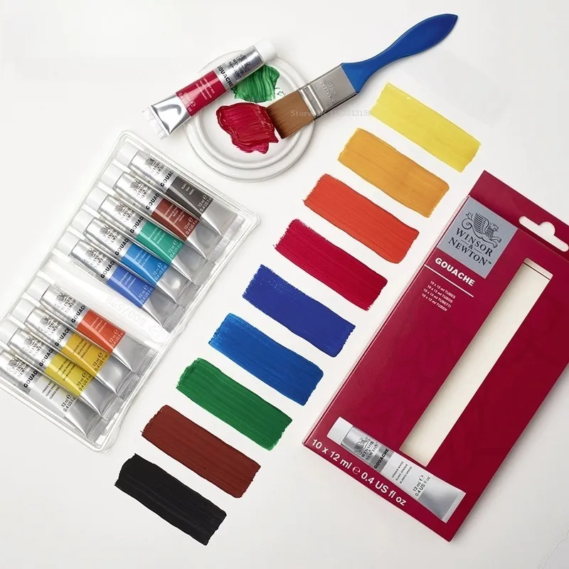 10-color 14ml Windsor Newton Designer Gouache Paint Set Artist Hand-drawn Comics Illustrations Coloring Wall Painting Watercolor