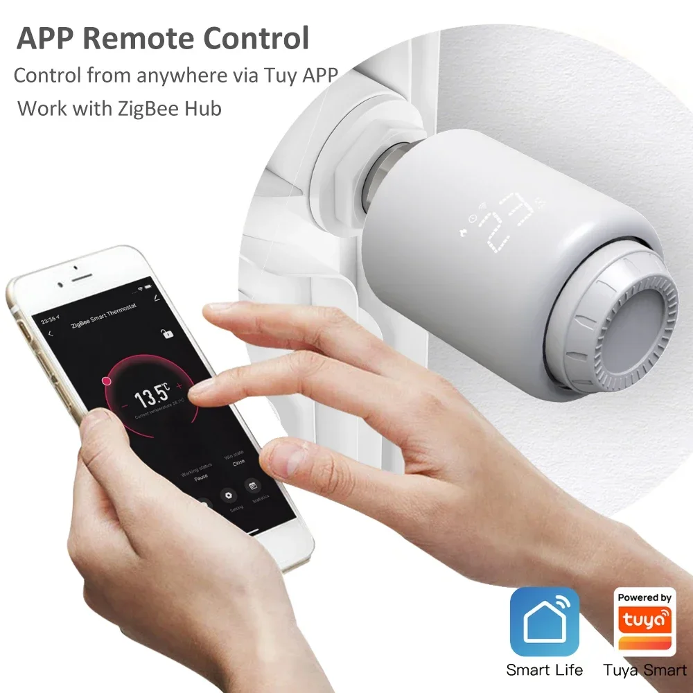 Tuya ZigBee Smart Home Programmable TRV Thermostat Radiator Actuator Valve Thermostatic Temperature Controller Smarlife Alexa