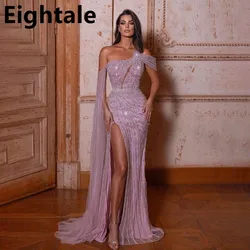 Nude Pink Mermaid Shinning Evening Dresses For Wedding Party Long Luxury Sexy Slit Formal Prom Dress Dubai Party Gown Customized