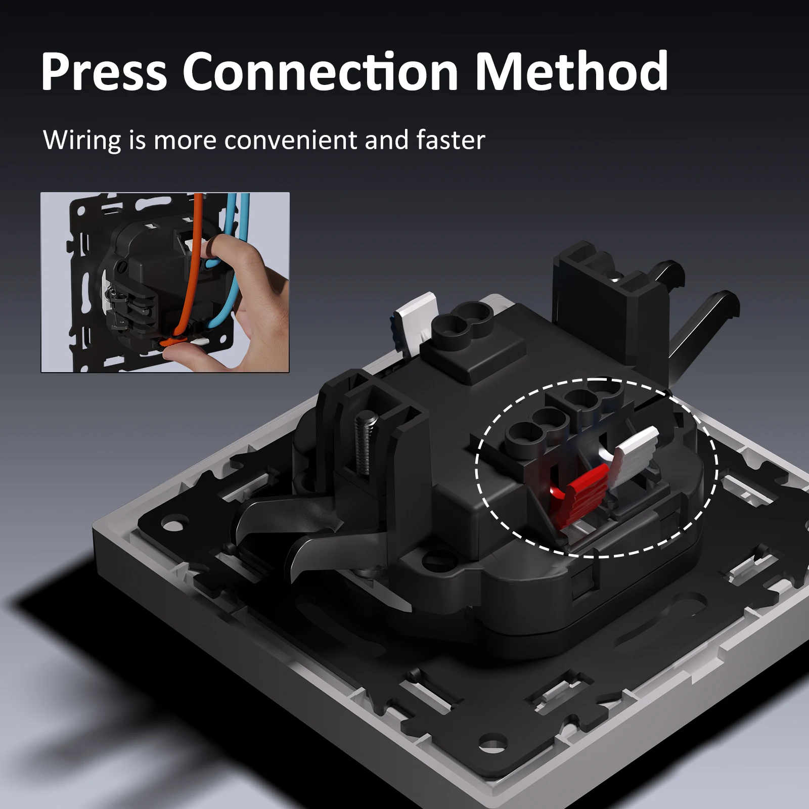 BSEED E Series Double Mechanical Button Switch 1/2Gang Light Switch With Wall EU Socket Glass Panel Switch With LED Indicator