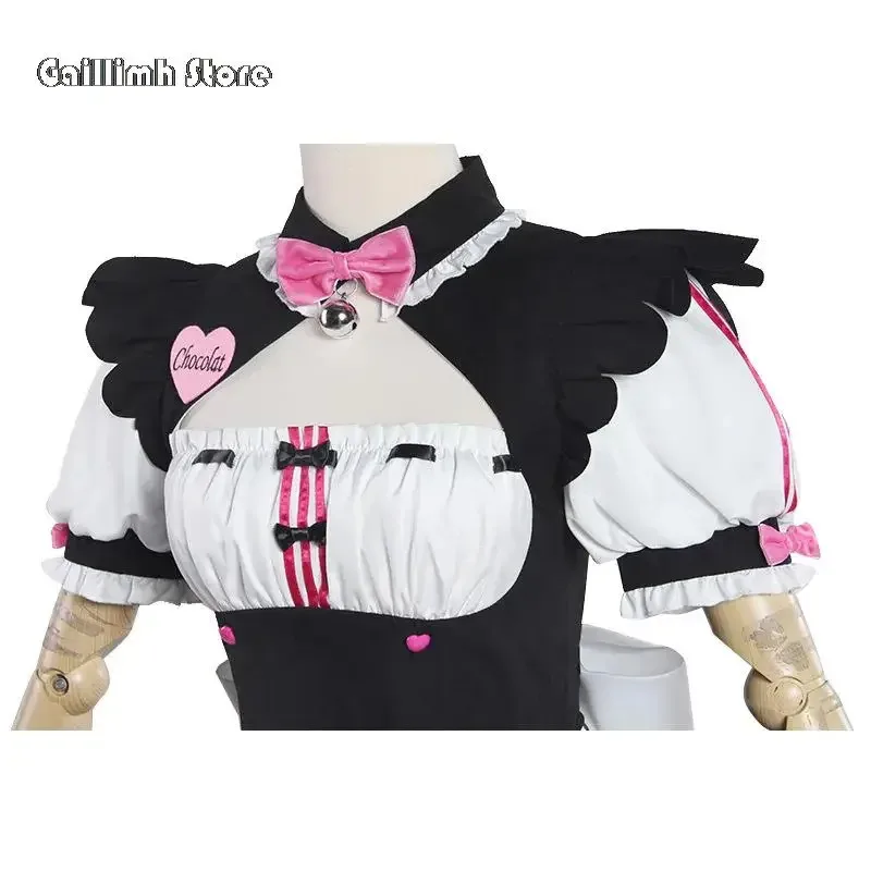 Disfraz de Cosplay de vainilla en Stock, vestido de sirvienta, traje de sirvienta NEKOPARA Chocola Vanilla OVA, uniforme de juego de sirvienta, gato Neko, chica y mujer