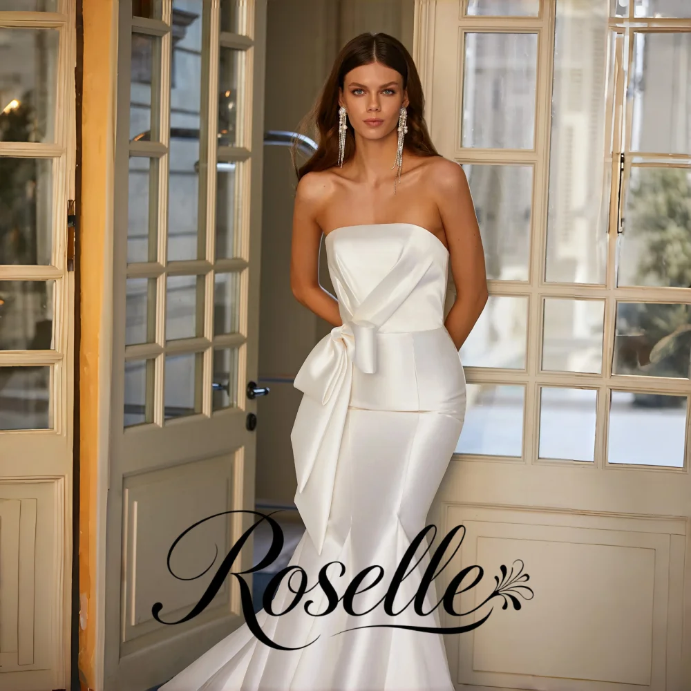 ROSELLE Strapless Sleeveless Bow Mermiad Elegant Wedding Dress Detachable Off Shoulder 2026 Bridal Customized свадебное платье