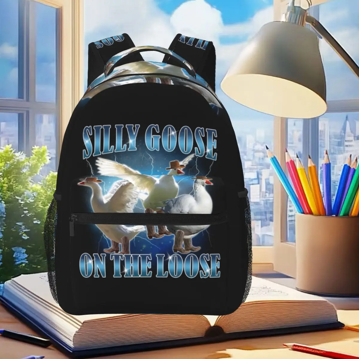 Silly Goose On The Loose Cowgirl Western Backpack Student Boys Girls BookBag Kids School Bag Laptop Shoulder Bags for Men Women