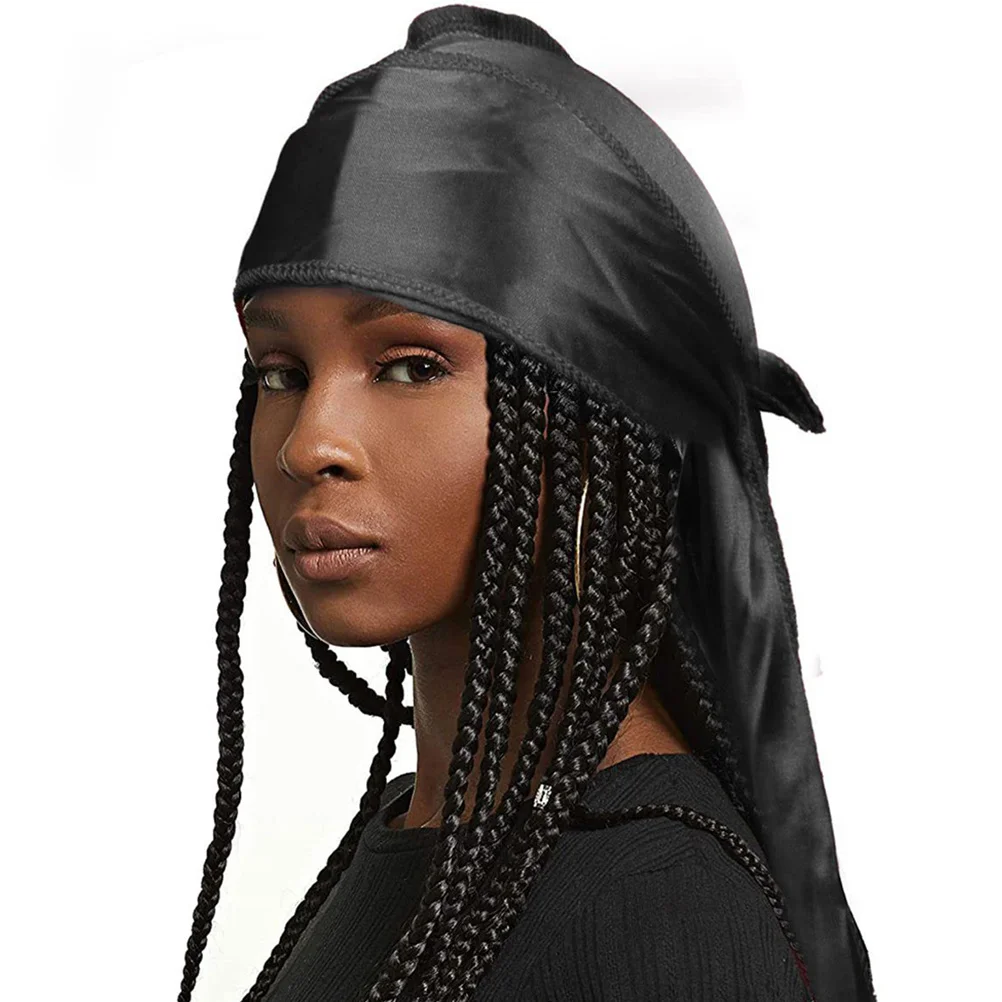 

2Pcs Elastic Pirate Bandana Scarf Long Tail Durag Headwrap Breathable Soft Comfortable for Party Cosplay Men Hair Bonnet