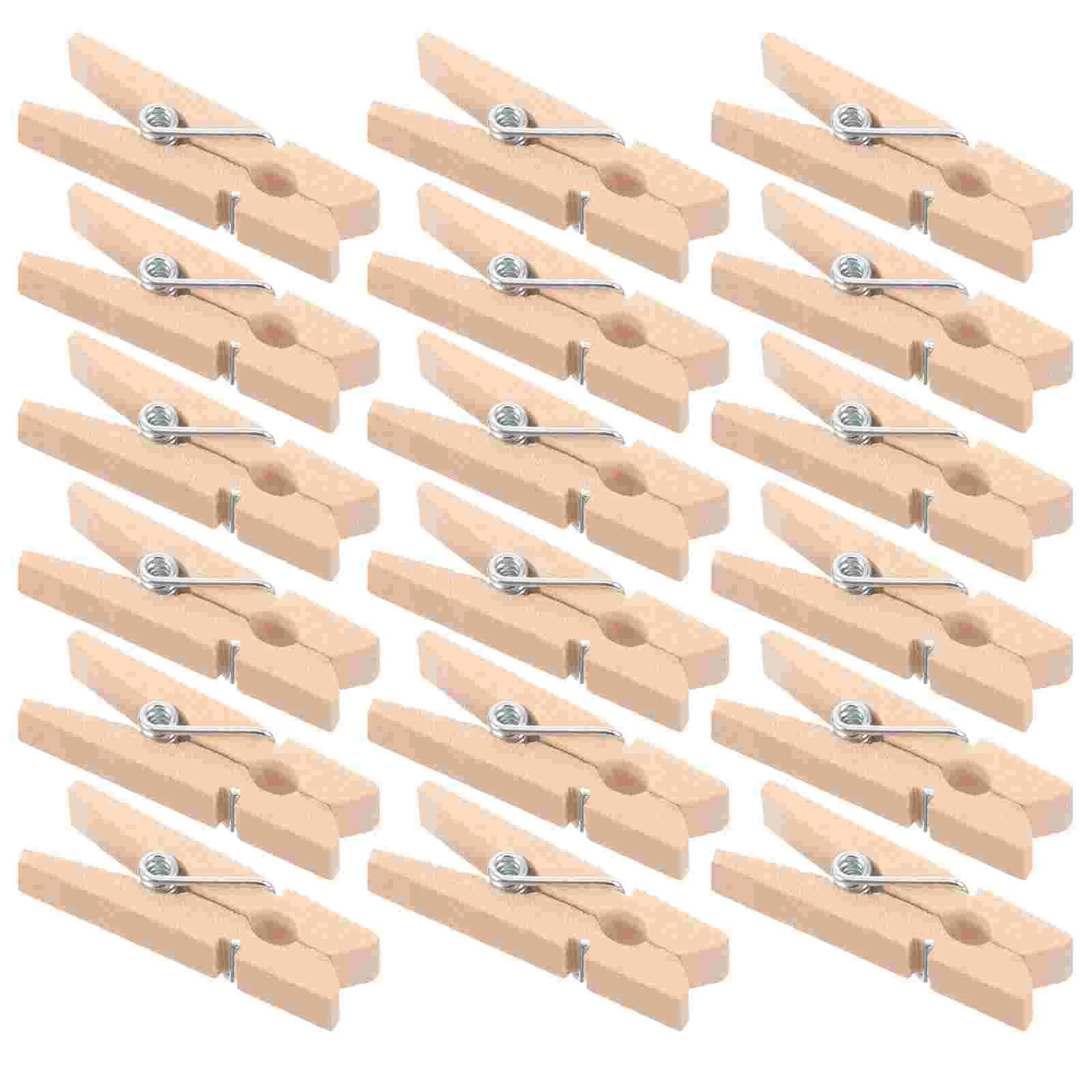 100 Pcs Natural Wooden Clothespin Spring Loaded Mini Craft Clip for Photo Paper Clothing Home Decor Party Craft Gift