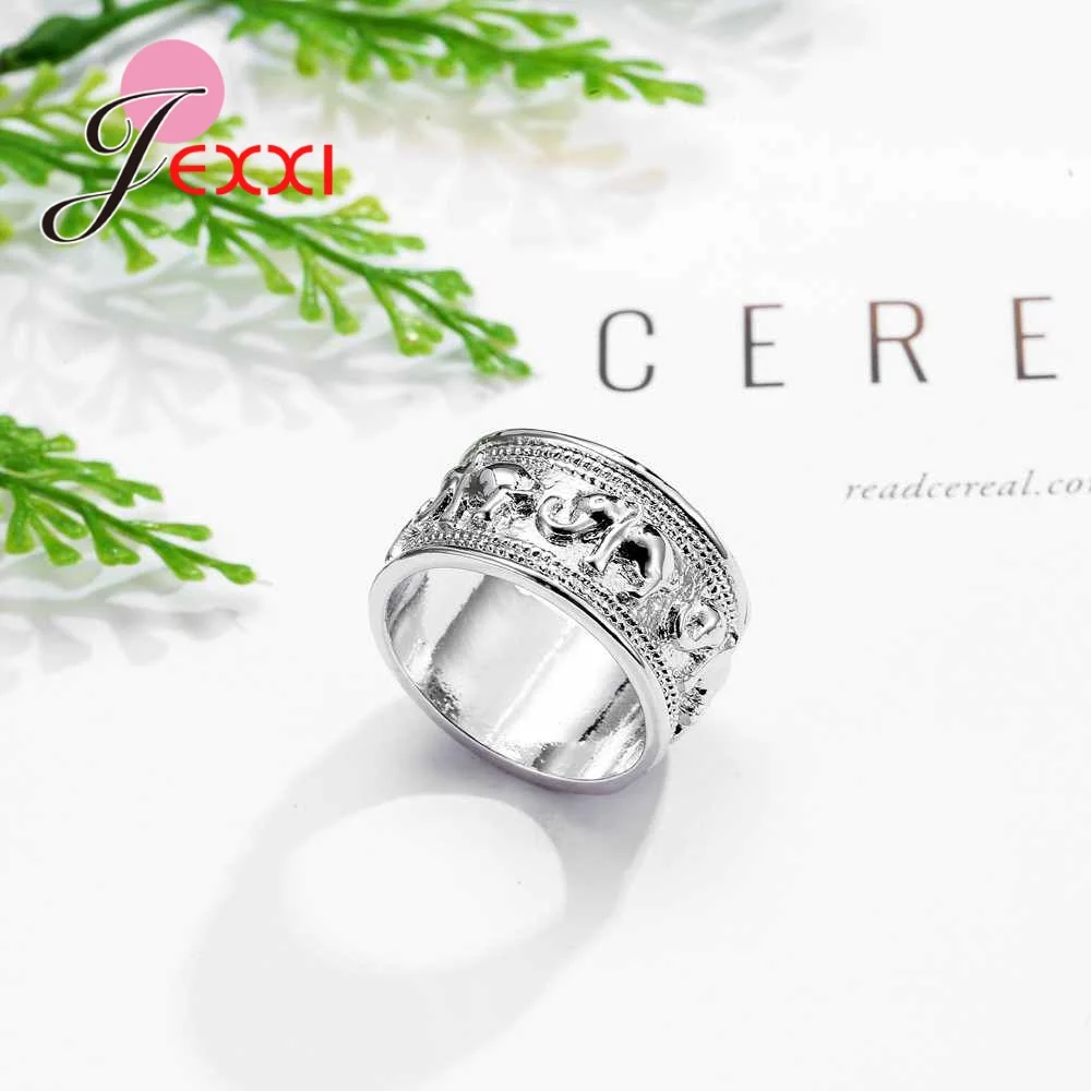 New Punk Trendy 925 Silver Needle Ring For Lover Vintage Engagement Elephant Shape Steel Ring for Men & Women lord Wedding
