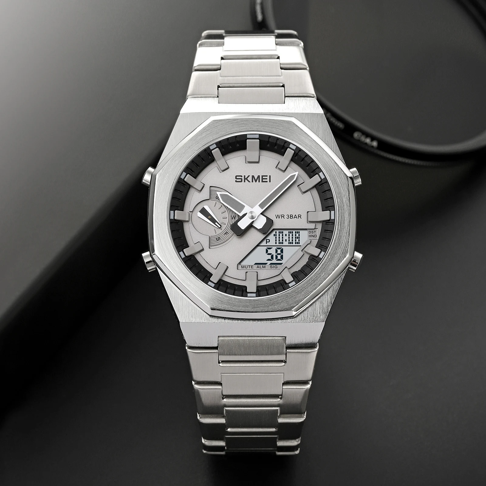 

НОВЫЕ цифровые кварцевые часы высшего бренда с двойным дисплеем, мужские часы с хронографом, водонепроницаемые мужские наручные часы с 3 барами, Relogio Masculino