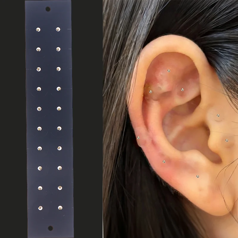 100Pcs Fashion Ear Point Stickers Ear Pressure Stick Gold Silver Bead Acupuncture Auricular Ear Stickers Massage