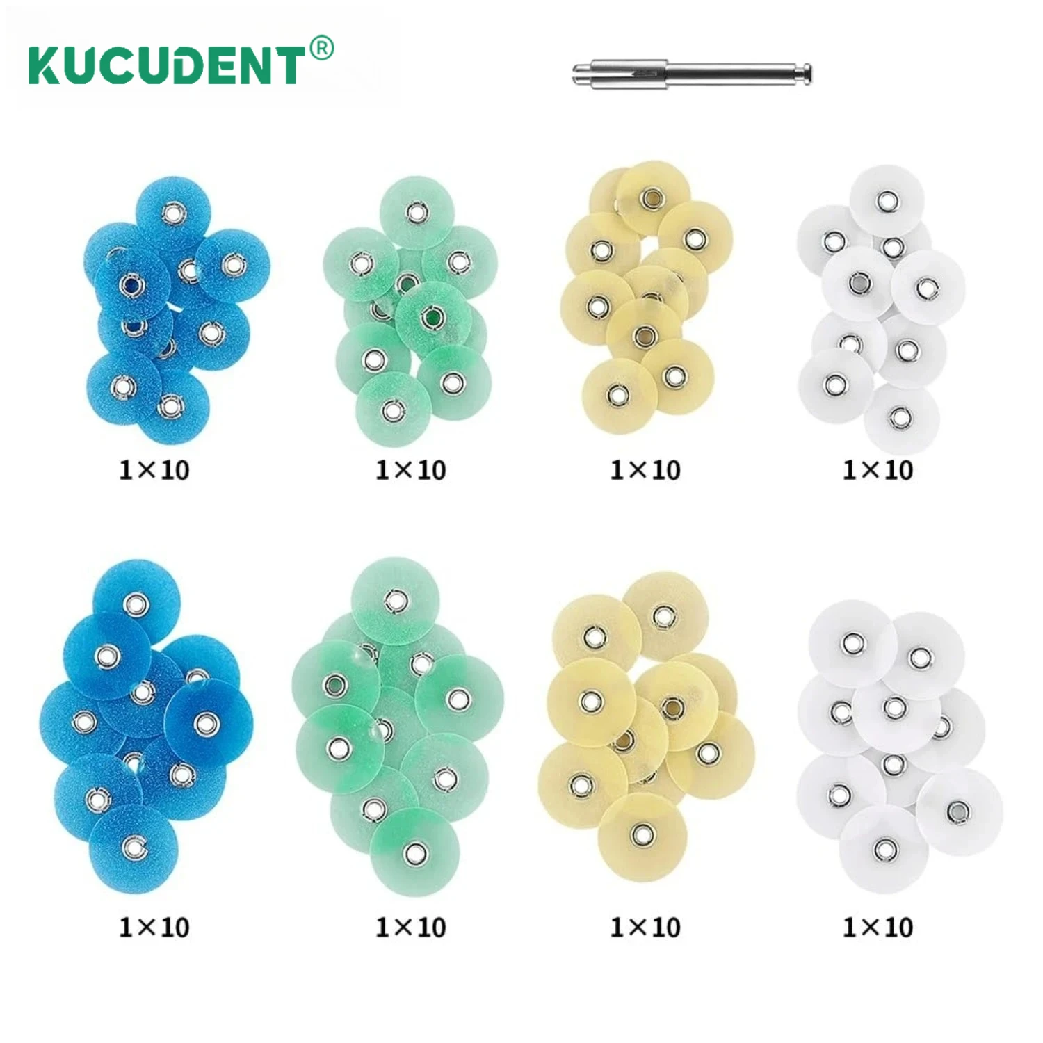 40/80Pcs Dental Polishing Discs Kit 4 Colors Gross Reduction Contouring Mandrel RA Shank Dentistry Teeth Whitening Materials