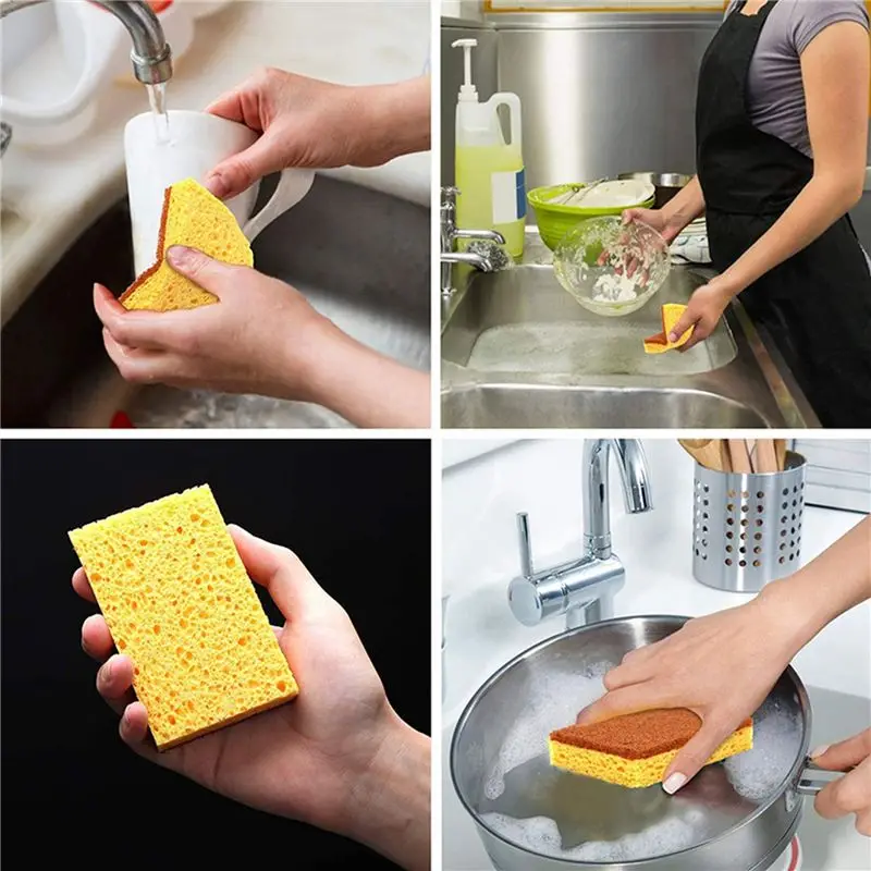 LICE-Natural Plant Based Scrub Sponge 24 Pack,Palm Fiber Scrubber Sponge With Non Scratch Biodegradable Compostable Sponges
