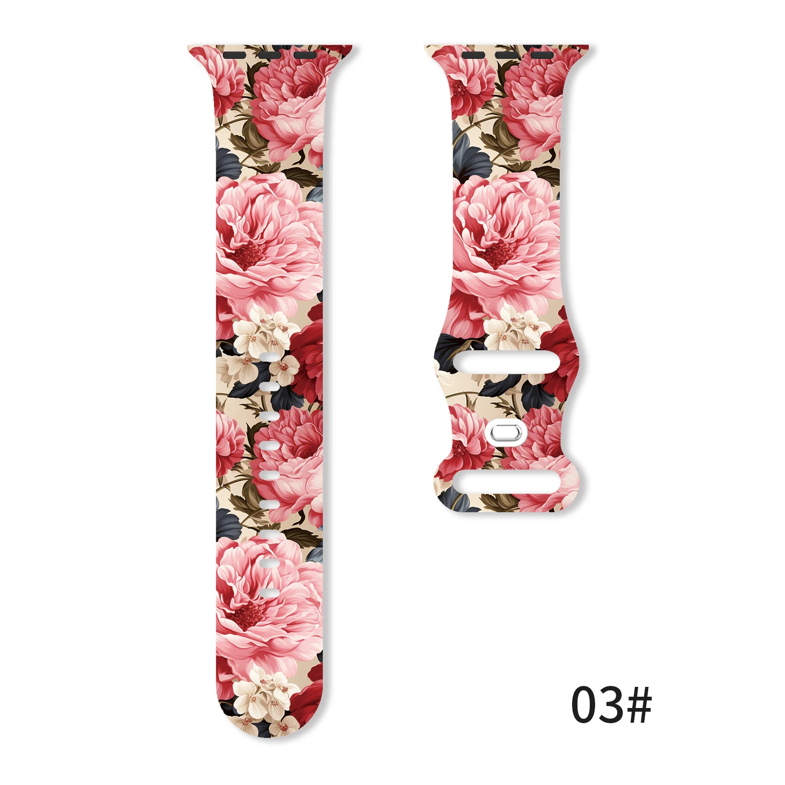 Rich and Prosperous Flower Series，Silicone Printed Strap for Apple Watch 10 9 8 7 Band Replaceable Bracelet ,for iWatch 45mm44m