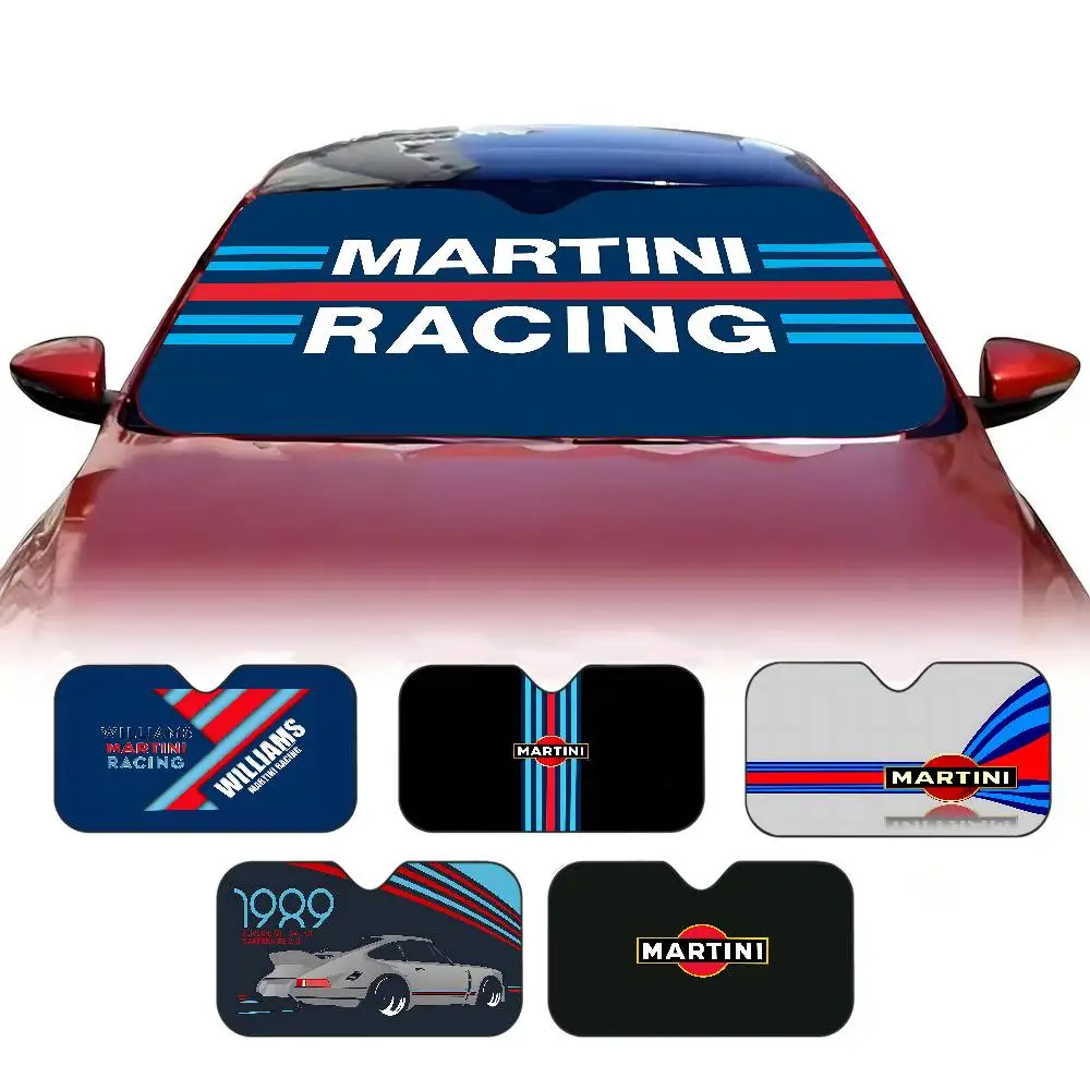 M-Martini Racing Sunshade Windscreen 3D Film Plaid Gift Novelty Car Front Window Visor 70x130cm Sun Visor Solar Protect