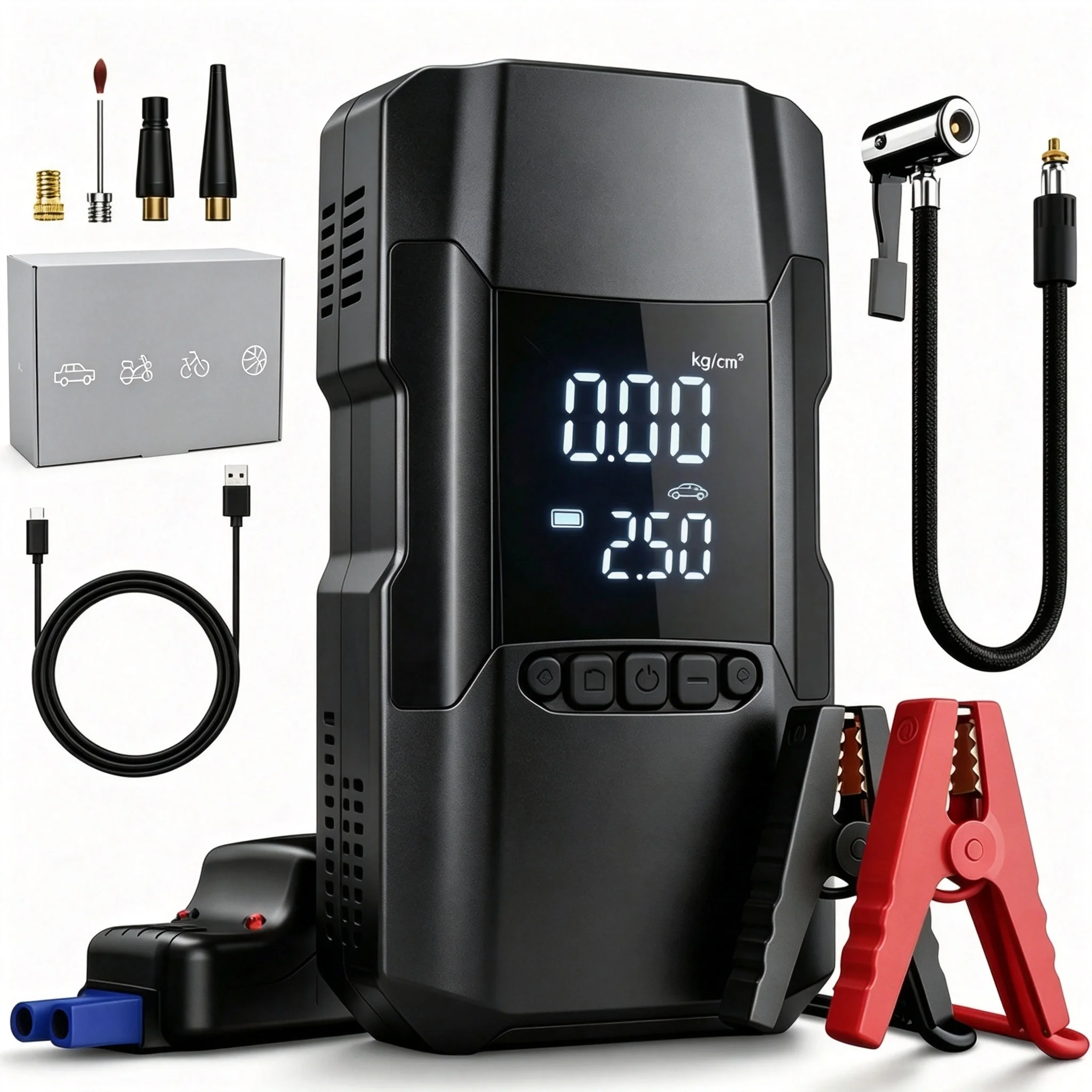 9-in-1 Car Battery Starter, with 150Psi Portable Electric Air Pump, Portable Vehicle Battery Charger, Car Accessory Tool Car Spare Tools and Repair Tools