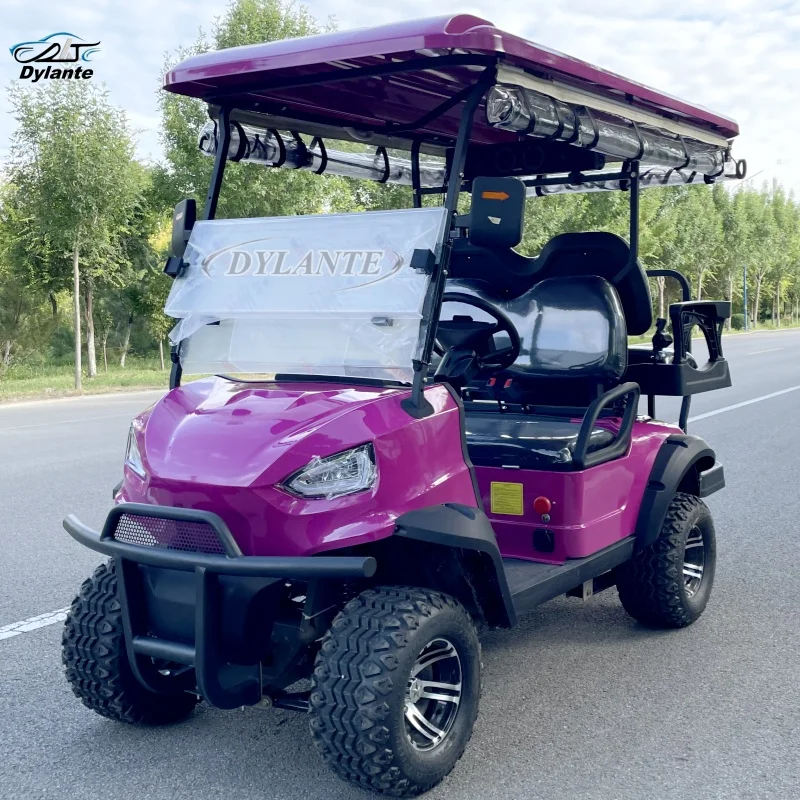 Carrello da golf elettrico Mountain Forest Road City 4KW 60V 105ah Pneumatico largo 14 pollici Fuoristrada Auto da caccia elettrica Pannello solare alimentato