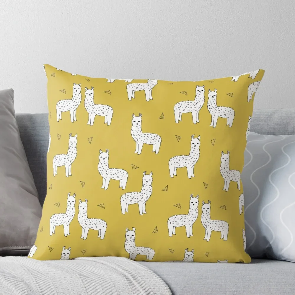 Alpaca - Mustard by Andrea Lauren Throw Pillow Christmas Pillow Covers Marble Cushion Cover Decorative Cover For Living Room