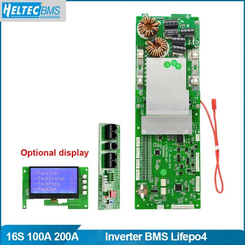 Inverter BMS Lifepo4 48V BMS 16S 100A  200A Peak 600A Can Parallel BMS with CAN/RS485 LCD Display for Lifepo4 battery pack