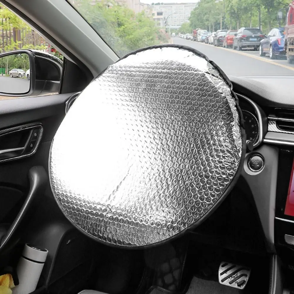

New 40.5cm Steering Wheel Cover Silver Foldable Anti-UV Sunscreen Double Thick Sun Shade Car Supplies