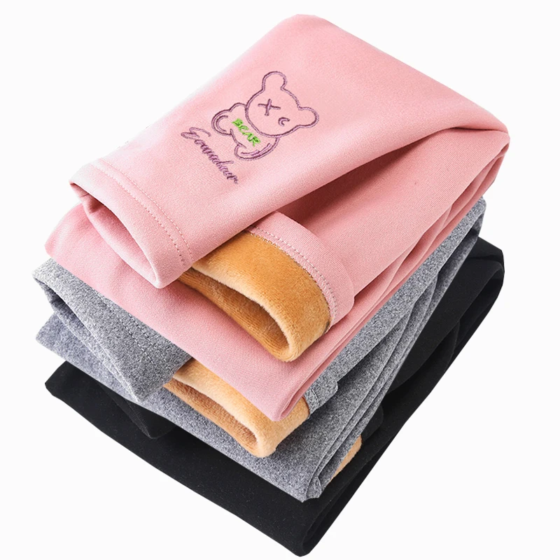 1 szt. Zimowe legginsy dziewczęce dziecięce pluszowe spodnie dziecięce spodnie termiczne modne dla dzieci spodnie Casual dna kreskówkowe spodnie do spania