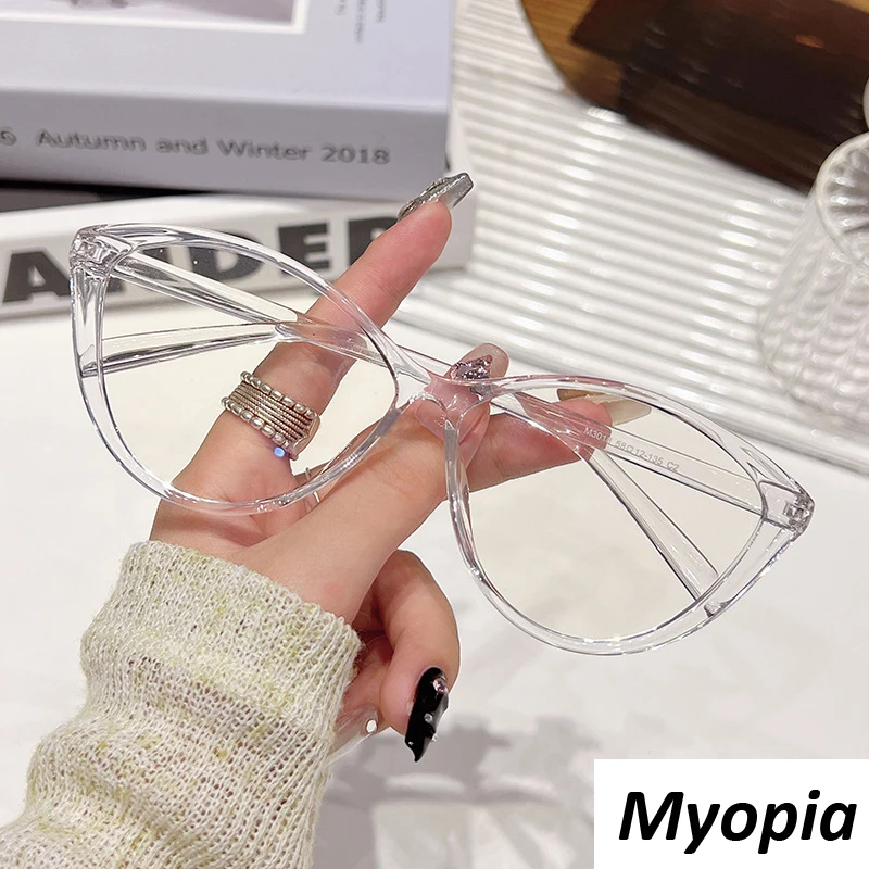 New Fashion Anti Blue Light Myopia Glasses Retro Cat Eye Eyeglasses for Near Sight Prescription Short Sight Eyewear with Diopter