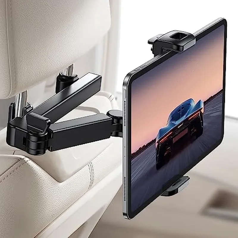 iPad Holder Car Headrest,Stretchable Arm Tablet Mount For Car Backseat,Telescopic Car Rear Pillow Phone Bracket For 4-11” Device