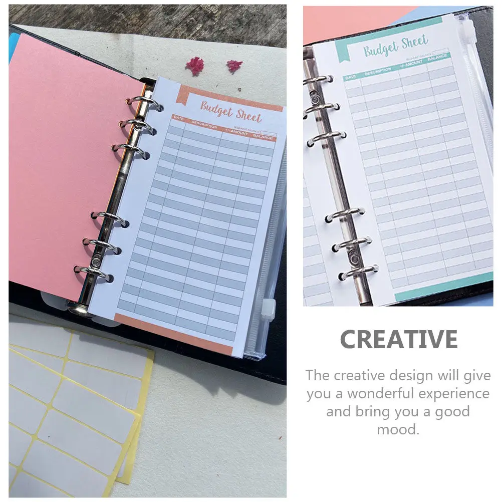 

24 листа для бюджетных таблиц, сменные блоки для финансового органайзера, практичное отслеживание расходов для финансовой независимости, портативные, для использования в любое время и в любом месте