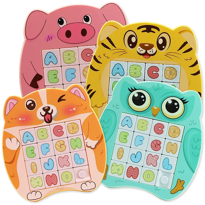 

16-Grid Children's Magnetic Puzzle Number Alphabet Sliding Puzzle Game Toy Kids Interactive Toy Alphabet Writing Board