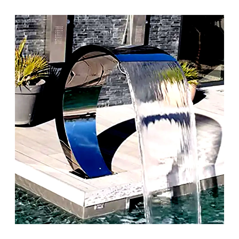 Factory Made Stainless Steel Water Fountain For Outdoor Spa Pool Accessory Swimming Pool Waterfall With Led Light