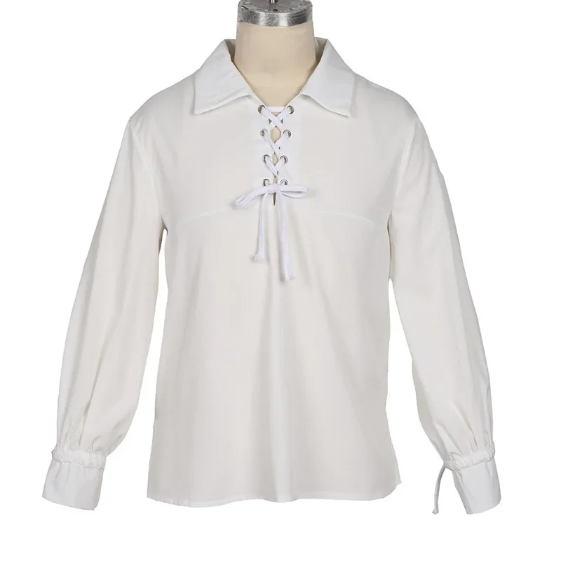 2025 الكبار الرجال القرون الوسطى عصر النهضة العرسان القراصنة تونك أعلى Larp زي الدانتيل يصل قميص منتصف العمر تأثيري أعلى S-2XL